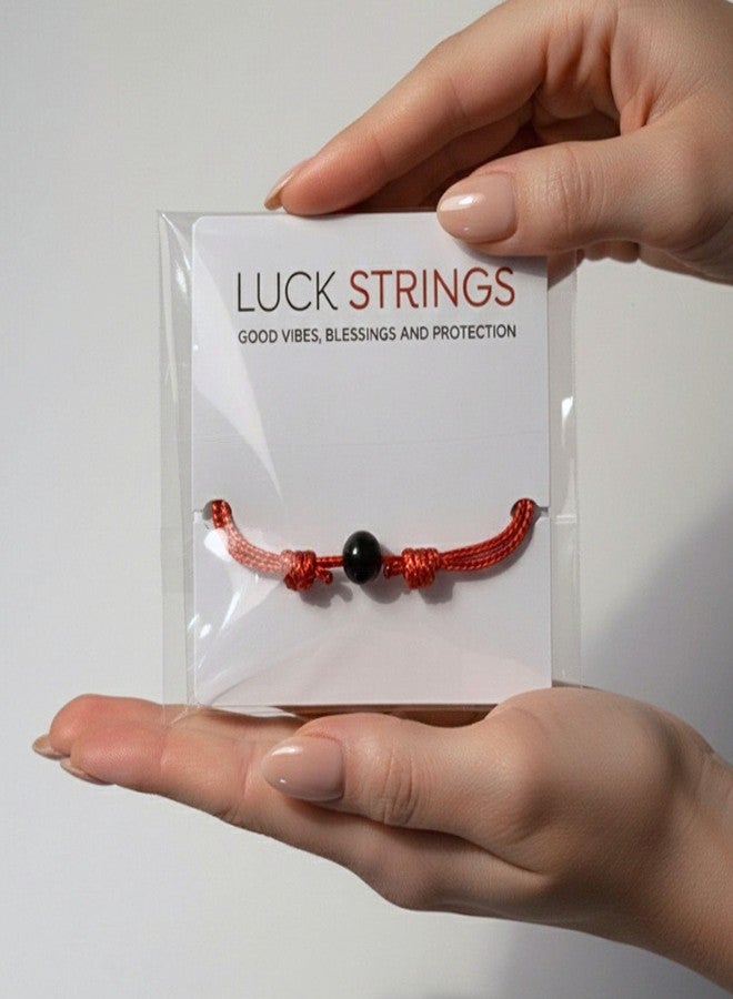 Luck Strings Black Tourmaline Red String Bracelet - Handmade Kabbalah Evil Eye Protection Amulet with Adjustable Cord | Unisex Spiritual Jewelry Gift for Men & Women - Image 3